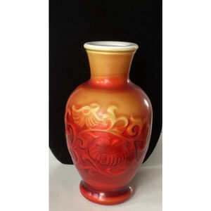 Avon Ceramic Vase Oriental Red Spring Bouquet Fragranced Flower Vase 1981 Vintag